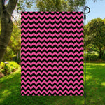 Pink And Black Chevron Pattern Print Garden Flag