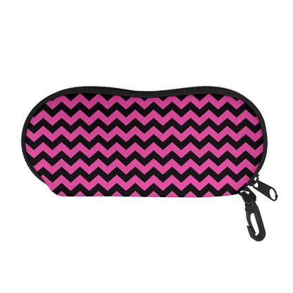 Pink And Black Chevron Pattern Print Glasses Case