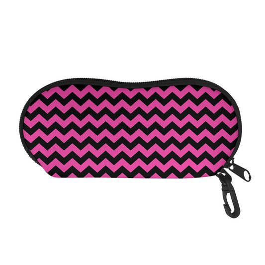 Pink And Black Chevron Pattern Print Glasses Case