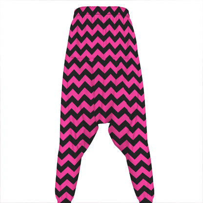 Pink And Black Chevron Pattern Print Hammer Pants