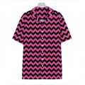 Pink And Black Chevron Pattern Print Hawaiian Shirt