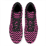 Pink And Black Chevron Pattern Print High Top Leather Sneakers