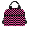 Pink And Black Chevron Pattern Print Insulated Lunch Bag