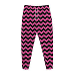 Pink And Black Chevron Pattern Print Jogger Pants