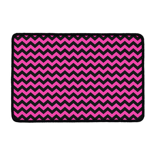 Pink And Black Chevron Pattern Print Kitchen Mat