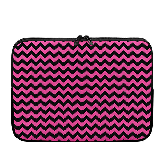 Pink And Black Chevron Pattern Print Laptop Sleeve