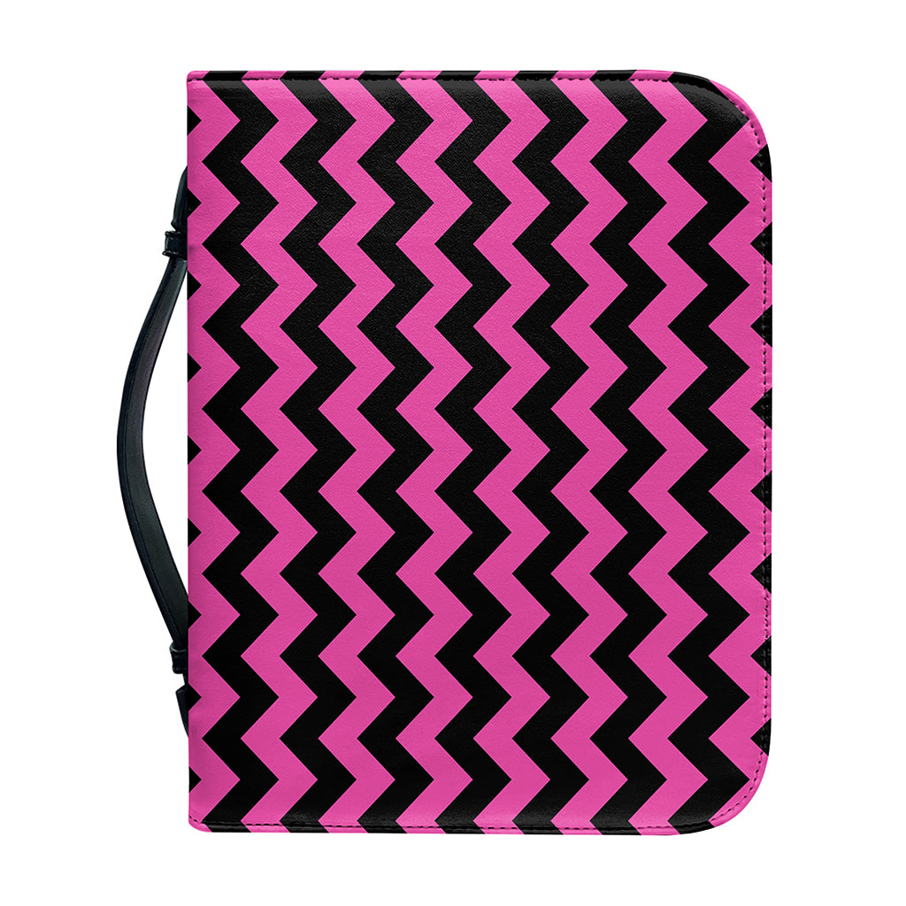 Pink And Black Chevron Pattern Print Leather Bible Cover