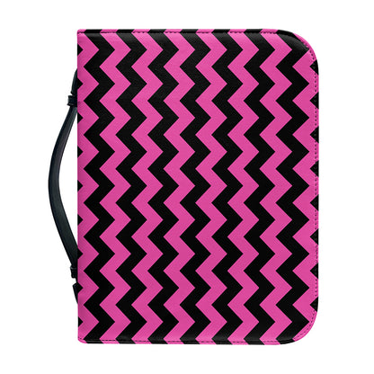 Pink And Black Chevron Pattern Print Leather Bible Cover
