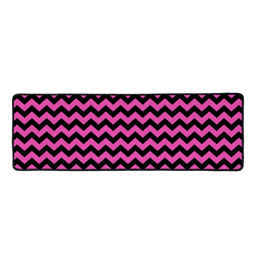 Pink And Black Chevron Pattern Print Long Kitchen Mat