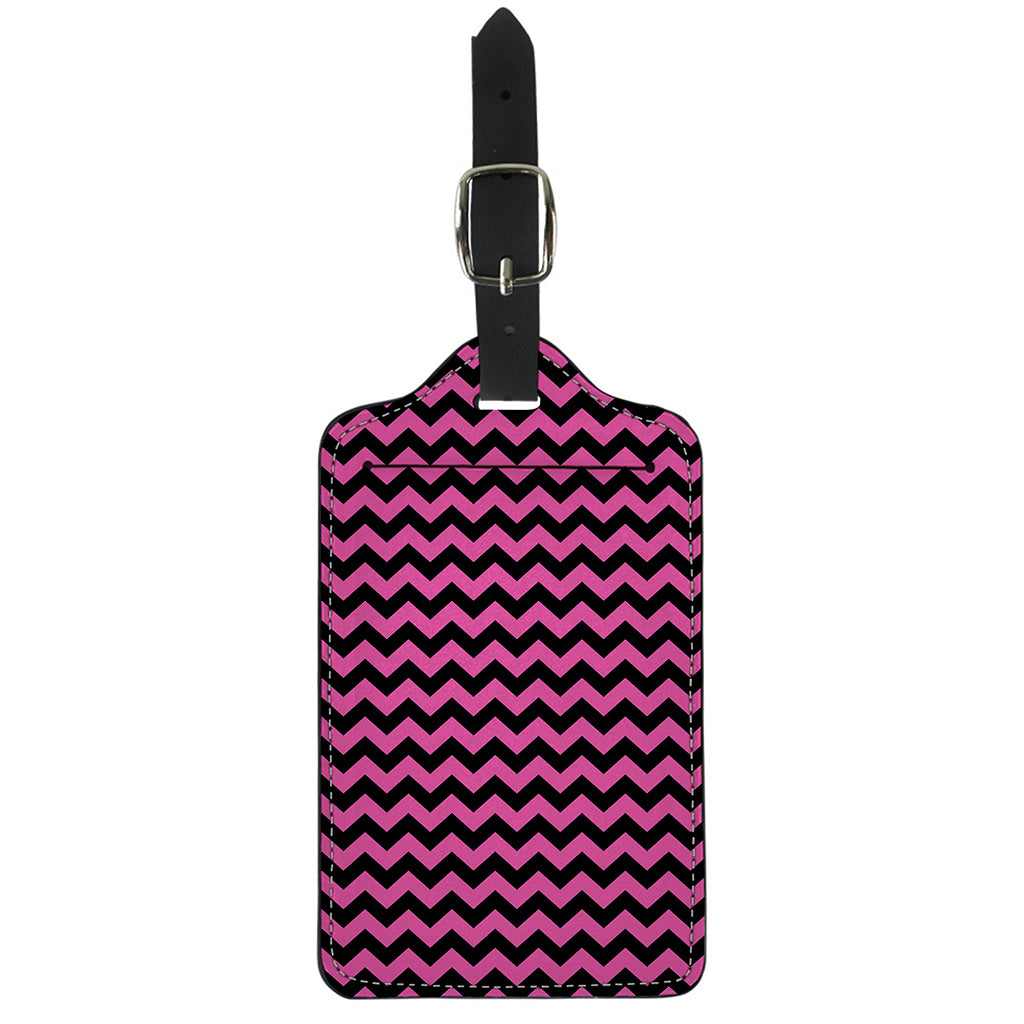 Pink And Black Chevron Pattern Print Luggage Tag