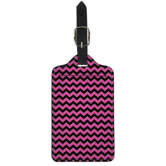 Pink And Black Chevron Pattern Print Luggage Tag