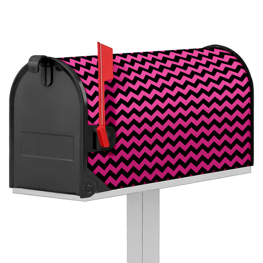 Pink And Black Chevron Pattern Print Mailbox Cover