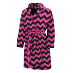 Pink And Black Chevron Pattern Print Men's Bathrobe