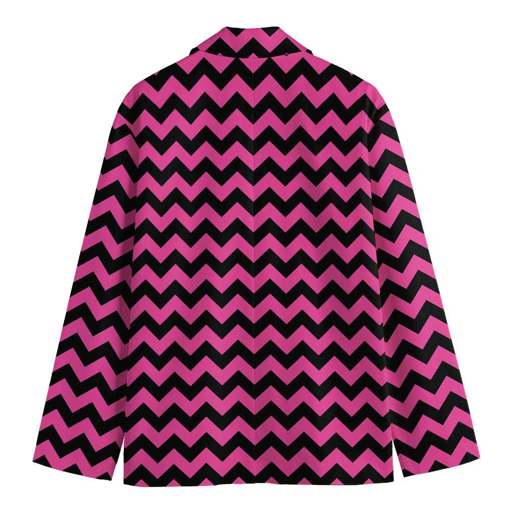 Pink And Black Chevron Pattern Print Men's Blazer