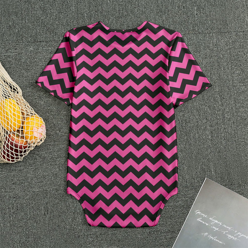 Pink And Black Chevron Pattern Print Men's Bodysuit