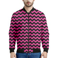 Pink And Black Chevron Pattern Print Men's Bomber Jacket
