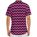 Pink And Black Chevron Pattern Print Men's Deep V-Neck Shirt