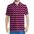 Pink And Black Chevron Pattern Print Men's Polo Shirt