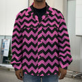 Pink And Black Chevron Pattern Print Men's Shirt Jacket