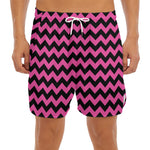Pink And Black Chevron Pattern Print Men's Split Running Shorts