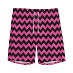 Pink And Black Chevron Pattern Print Men's Sports Shorts