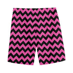 Pink And Black Chevron Pattern Print Men's Sports Shorts