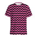 Pink And Black Chevron Pattern Print Men's Athletic T-Shirt