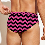 Pink And Black Chevron Pattern Print Men's Swim Briefs