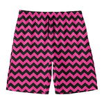 Pink And Black Chevron Pattern Print Men's Swim Trunks