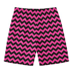 Pink And Black Chevron Pattern Print Men's Swim Trunks