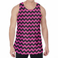 Pink And Black Chevron Pattern Print Men's Velvet Tank Top