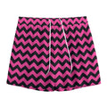 Pink And Black Chevron Pattern Print Mesh Shorts