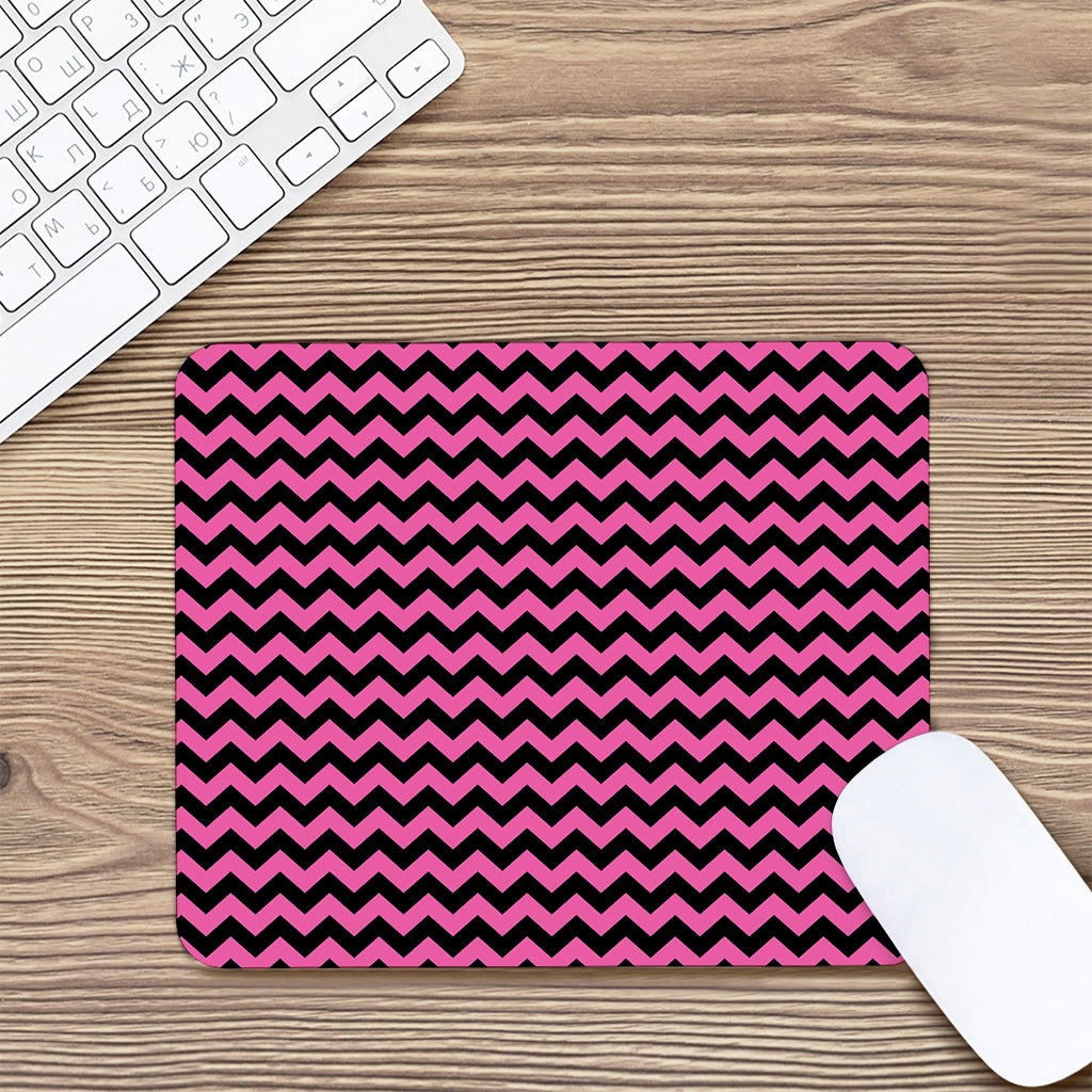 Pink And Black Chevron Pattern Print Mouse Pad