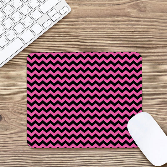 Pink And Black Chevron Pattern Print Mouse Pad