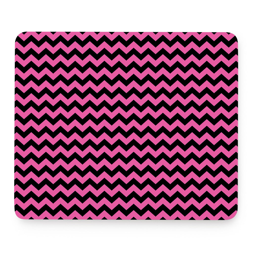 Pink And Black Chevron Pattern Print Mouse Pad
