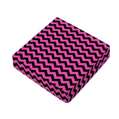 Pink And Black Chevron Pattern Print Outdoor Seat Cushion Cover