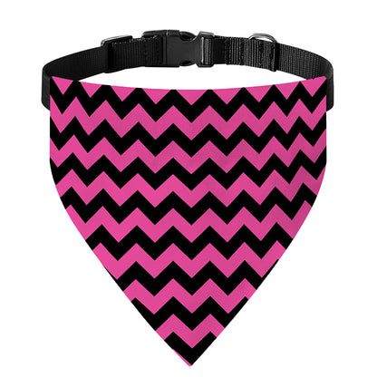 Pink And Black Chevron Pattern Print Over The Collar Dog Bandana