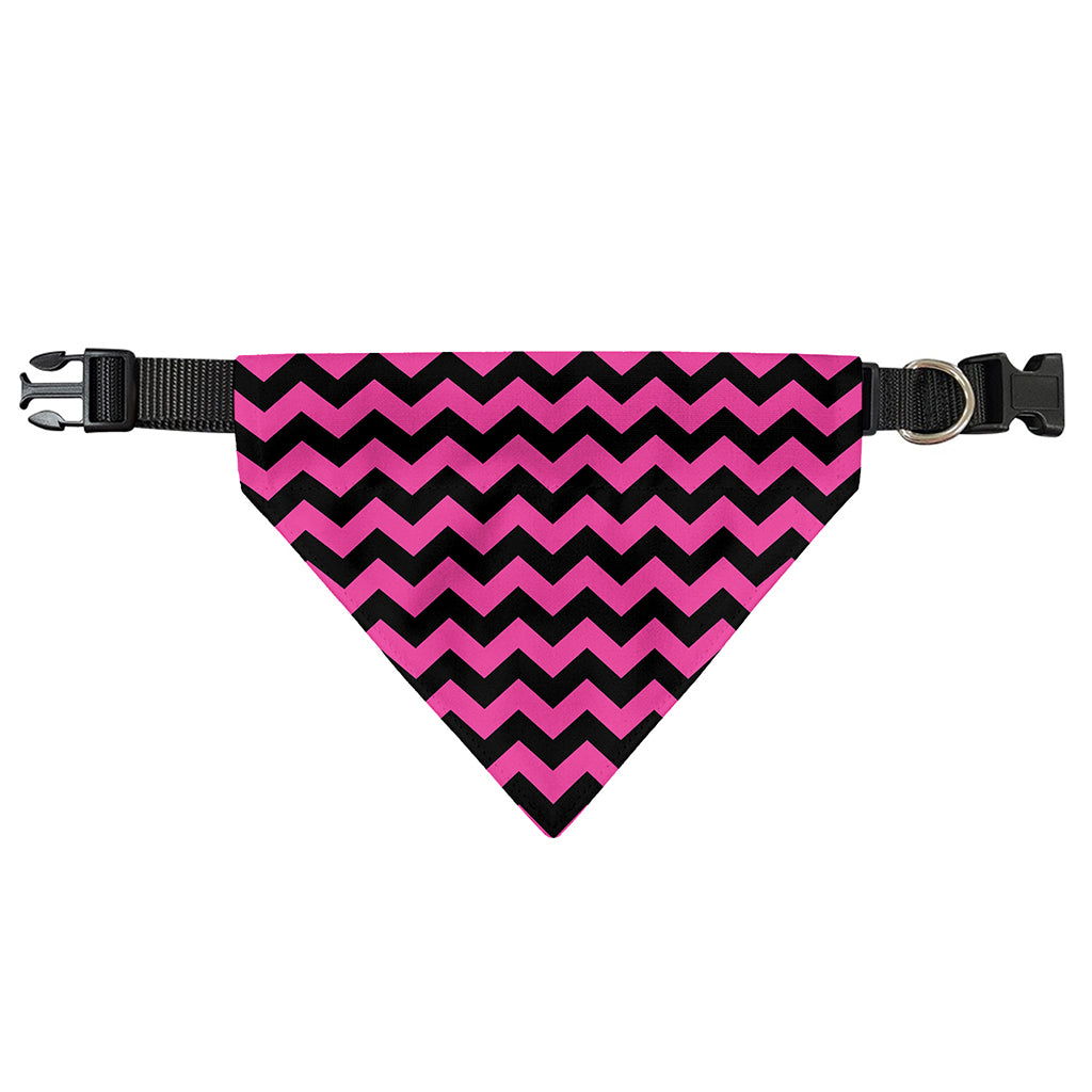 Pink And Black Chevron Pattern Print Over The Collar Dog Bandana