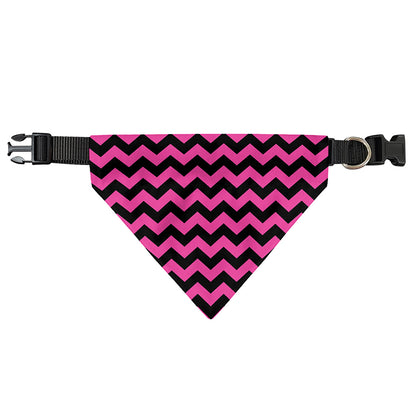 Pink And Black Chevron Pattern Print Over The Collar Dog Bandana