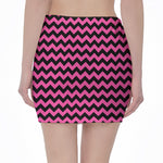 Pink And Black Chevron Pattern Print Pencil Mini Skirt