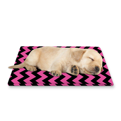 Pink And Black Chevron Pattern Print Pet Cooling Mat Cover