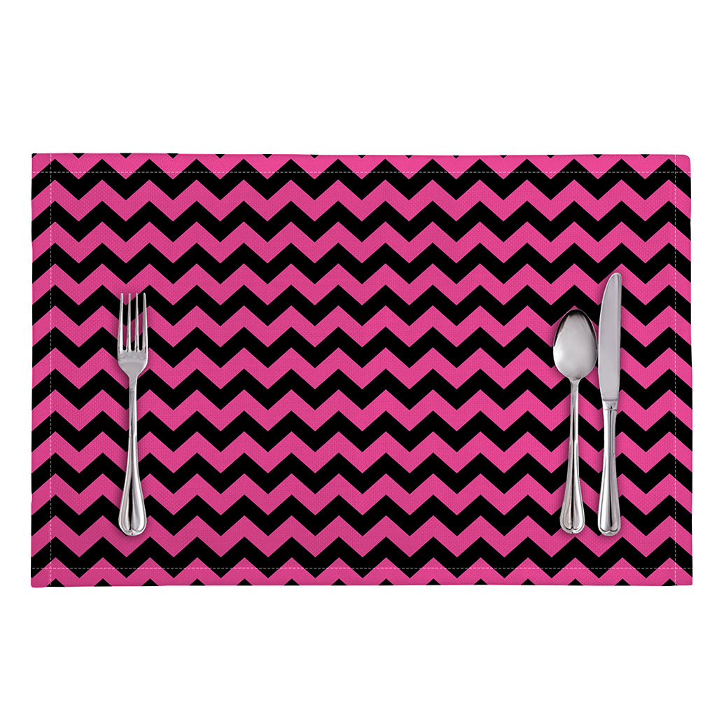 Pink And Black Chevron Pattern Print Placemat