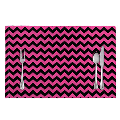 Pink And Black Chevron Pattern Print Placemat