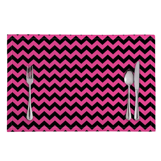 Pink And Black Chevron Pattern Print Placemat
