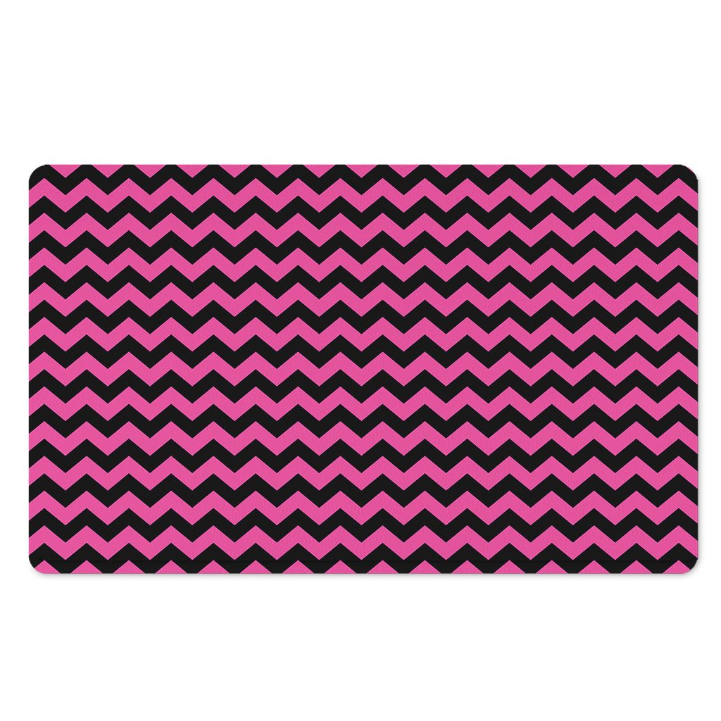 Pink And Black Chevron Pattern Print Polyester Doormat