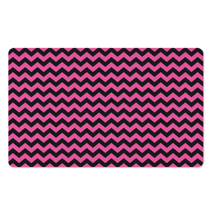 Pink And Black Chevron Pattern Print Polyester Doormat