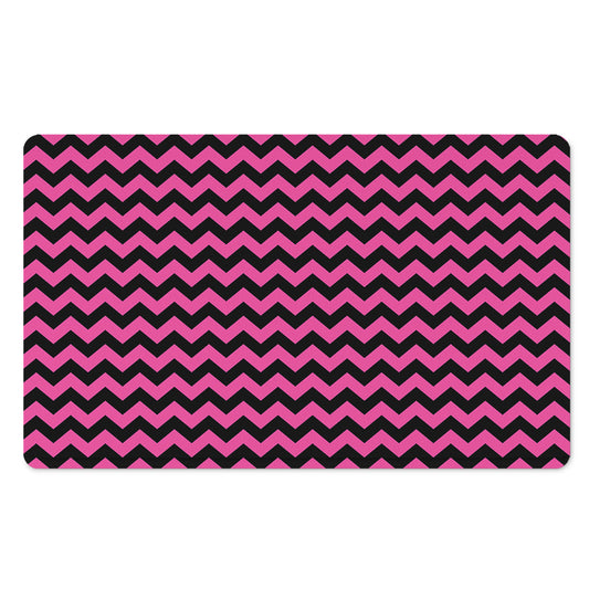 Pink And Black Chevron Pattern Print Polyester Doormat