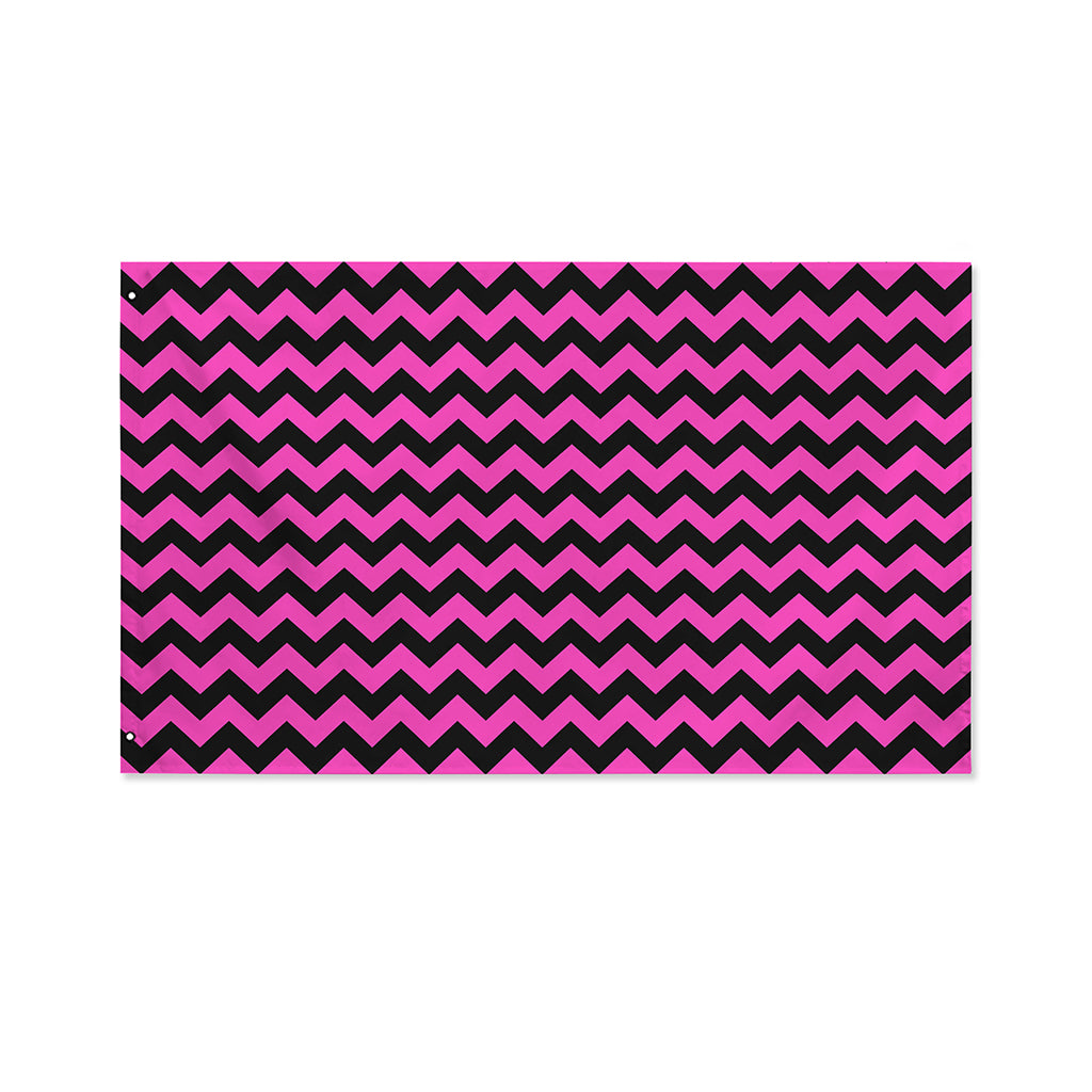 Pink And Black Chevron Pattern Print Polyester Flag