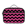 Pink And Black Chevron Pattern Print Portable Lunch Bag