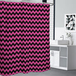 Pink And Black Chevron Pattern Print Premium Shower Curtain